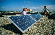 starting up our own green power production unit: 4 solar panels, March 2000